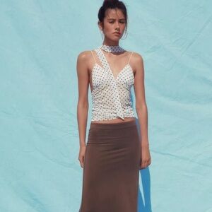 NWT ZARA POLKA DOT SCARF TOP MEDIUM